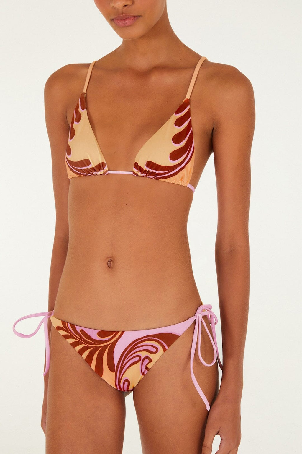 Soft Yellow Arabesc Tie Side Bikini Bottom