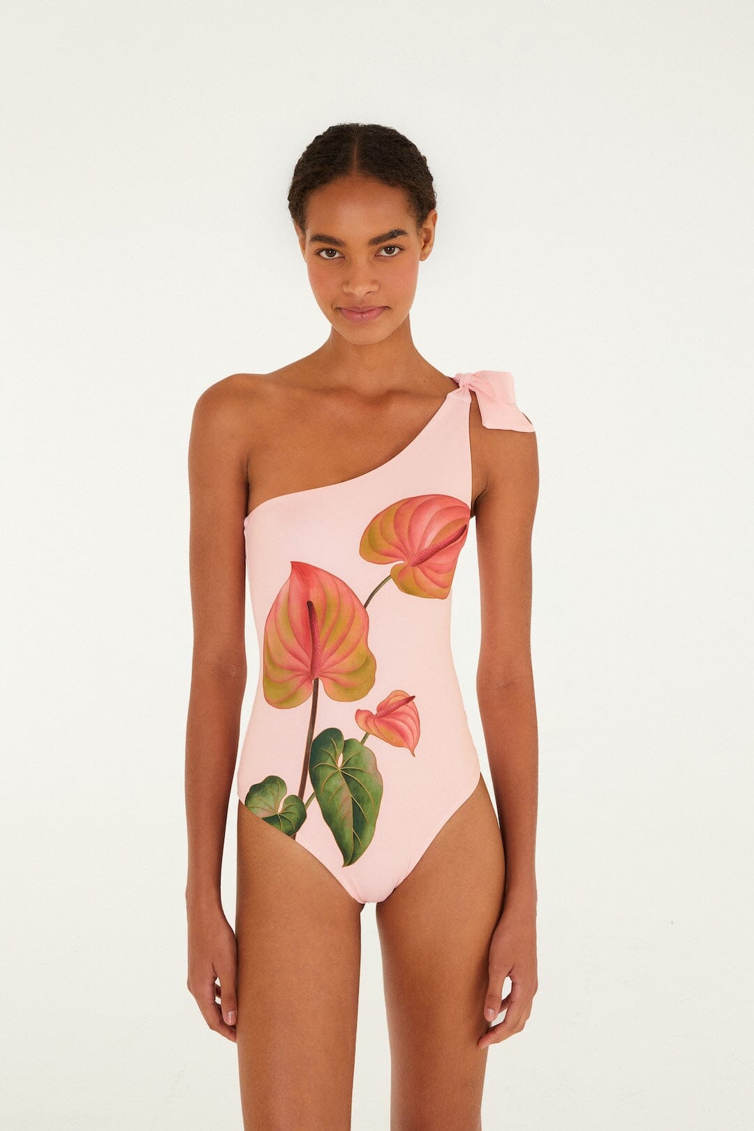 Light Pink Anthurium One-Piece Swimsuit