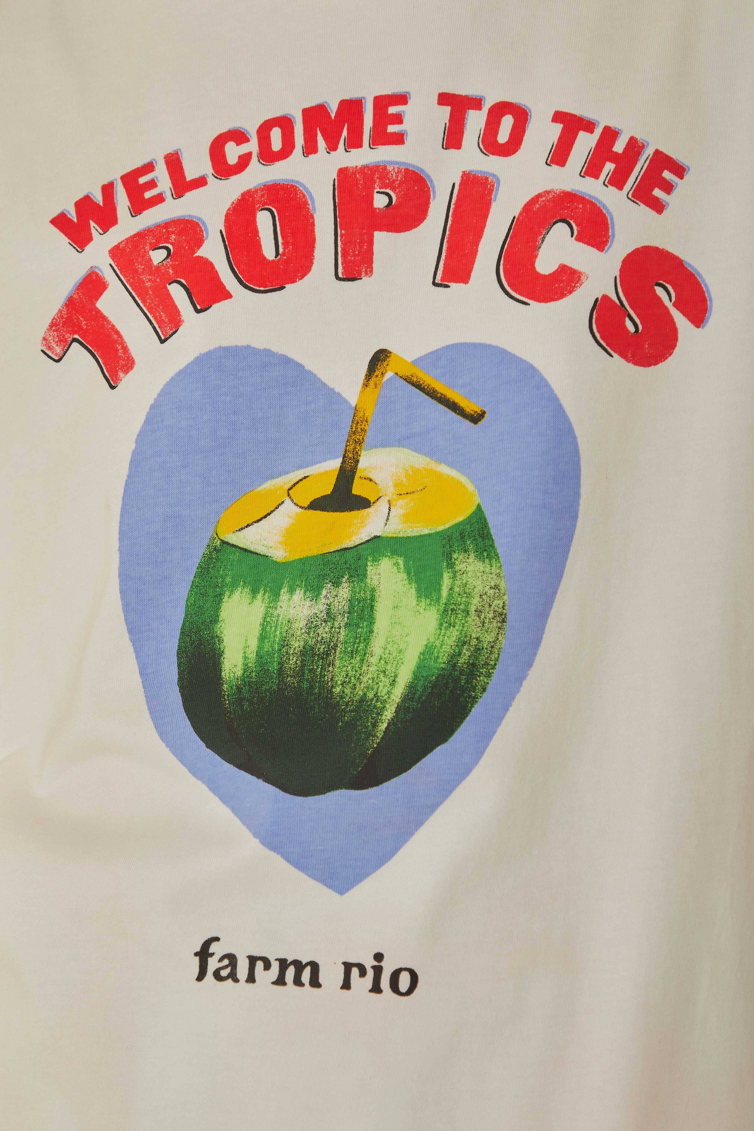 White Welcome To The Tropics Organic Cotton T-Shirt