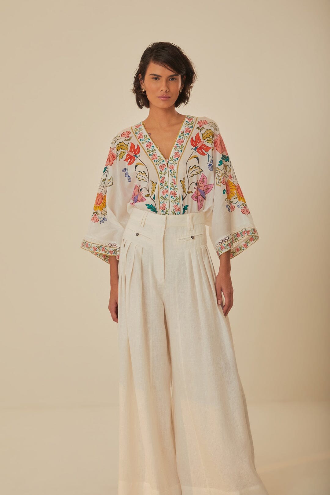 White Euroflax™ Premium Linen Pleated Pants