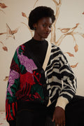 Mixed Zebra Prints Knit Cardigan