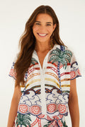 Off-White Tropical Graphic Richelieu Crop Shirt