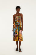 Multicolor Tropical Painting Lenzing™ Ecovero™ Euroflax™ Midi Dress