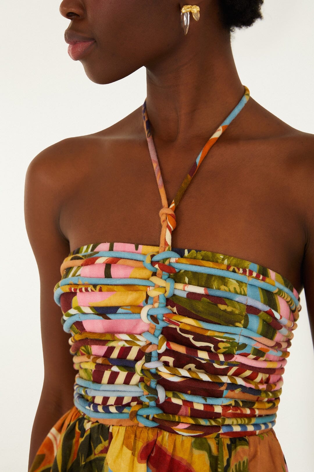 Multicolor Tropical Painting Lenzing™ Ecovero™ Euroflax™ Midi Dress