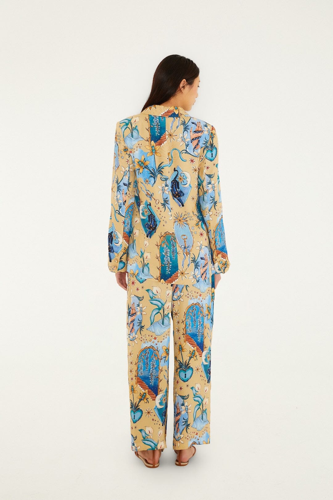Sand Mystical Wide-Leg Lenzing™ Ecovero™ Viscose Pants