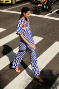 Blue Dream Checkered Lenzing™ Ecovero™ Euroflax™ Pants