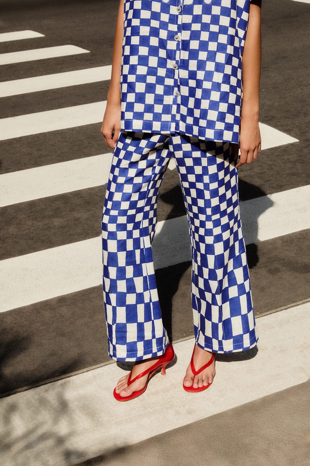Blue Dream Checkered Lenzing™ Ecovero™ Euroflax™ Pants