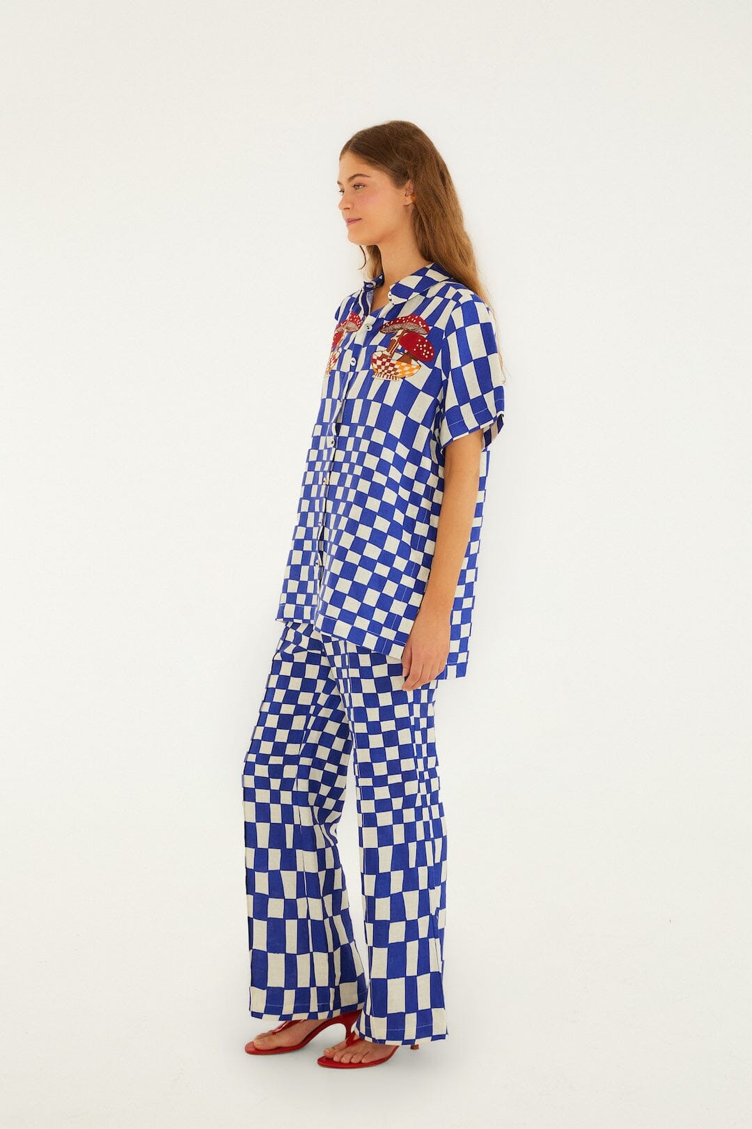 Blue Dream Checkered Lenzing™ Ecovero™ Euroflax™ Pants