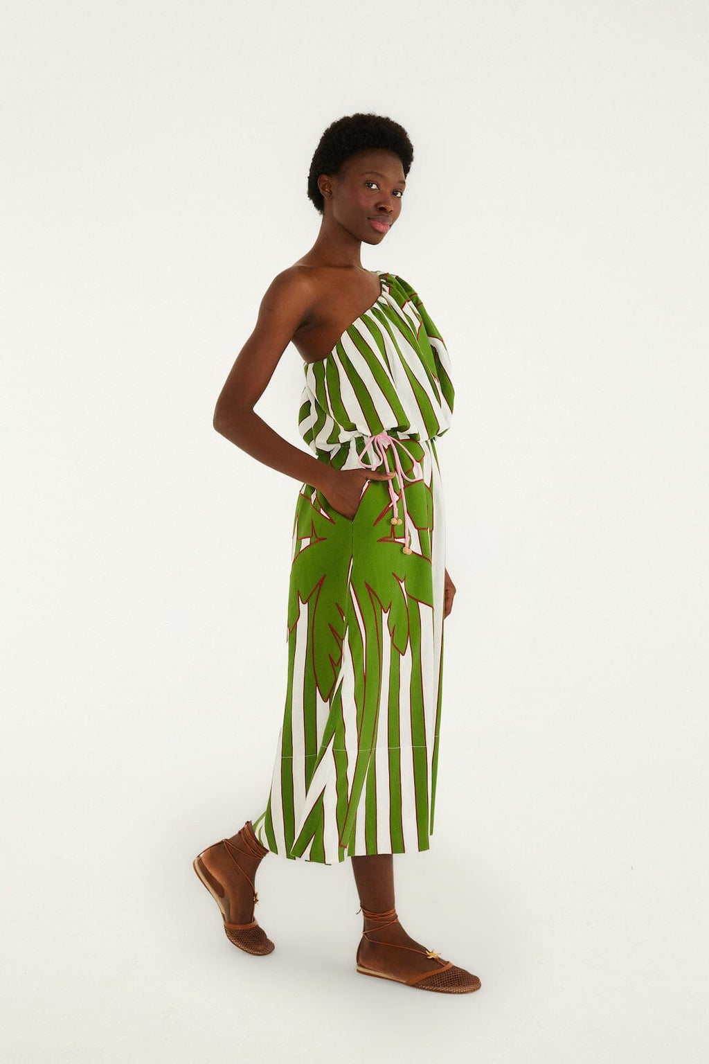Off-White One-Shoulder Lenzing™ Ecovero™ Euroflax™ Midi Dress