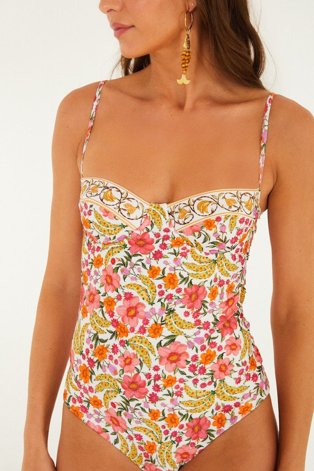 Off-White Banana Flowers One-Piece Swimsuit