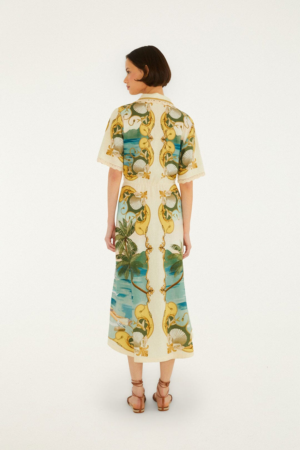 Off-White Royal Sea Collared Lenzing™ Ecovero™ Euroflax™ Midi Dress