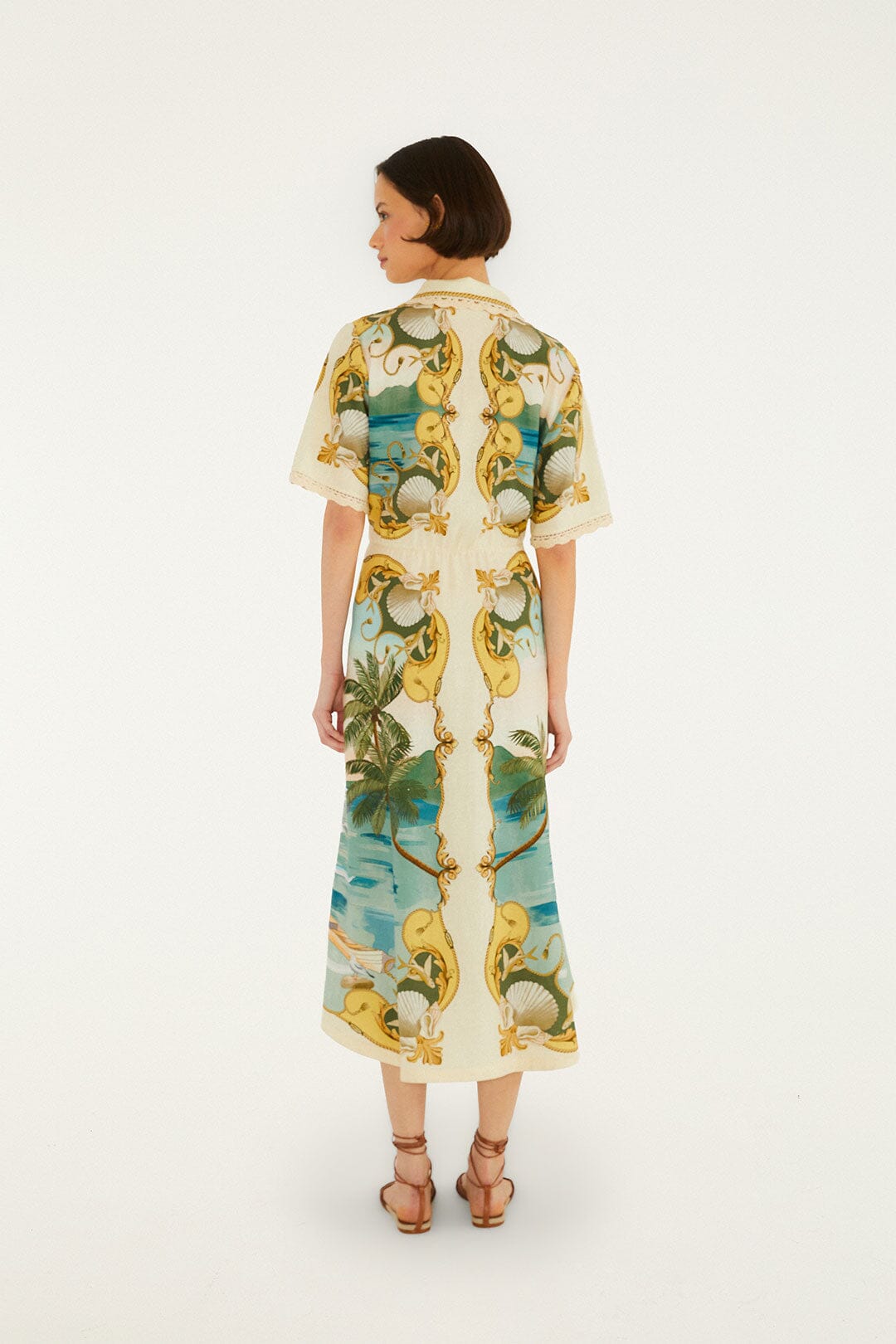 Off-White Royal Sea Collared Lenzing™ Ecovero™ Euroflax™ Midi Dress