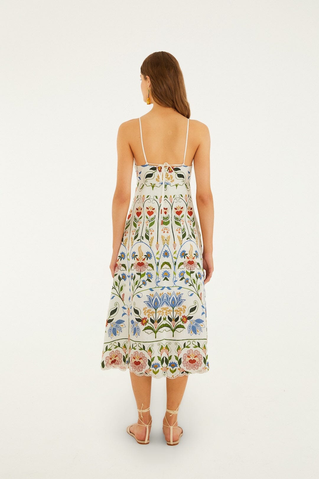 Off-White Stitched Garden Euroflax™ Premium Linen Midi Dress