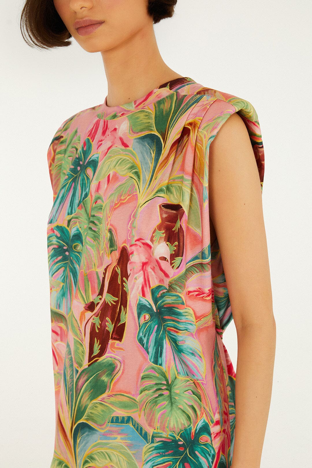 Pink Pool Time Padded Shoulder Organic Cotton T-Shirt