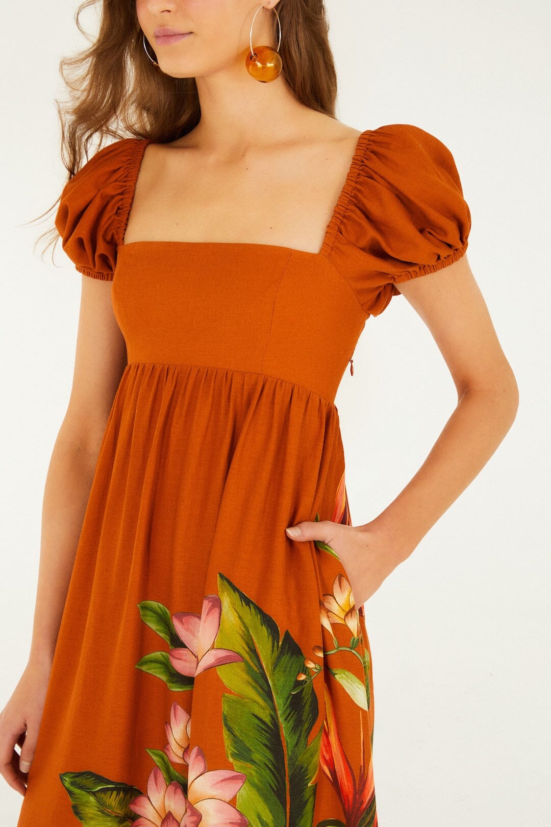 Brown Hilo Arrangment Lenzing™ Ecovero™ Euroflax™ Midi Dress