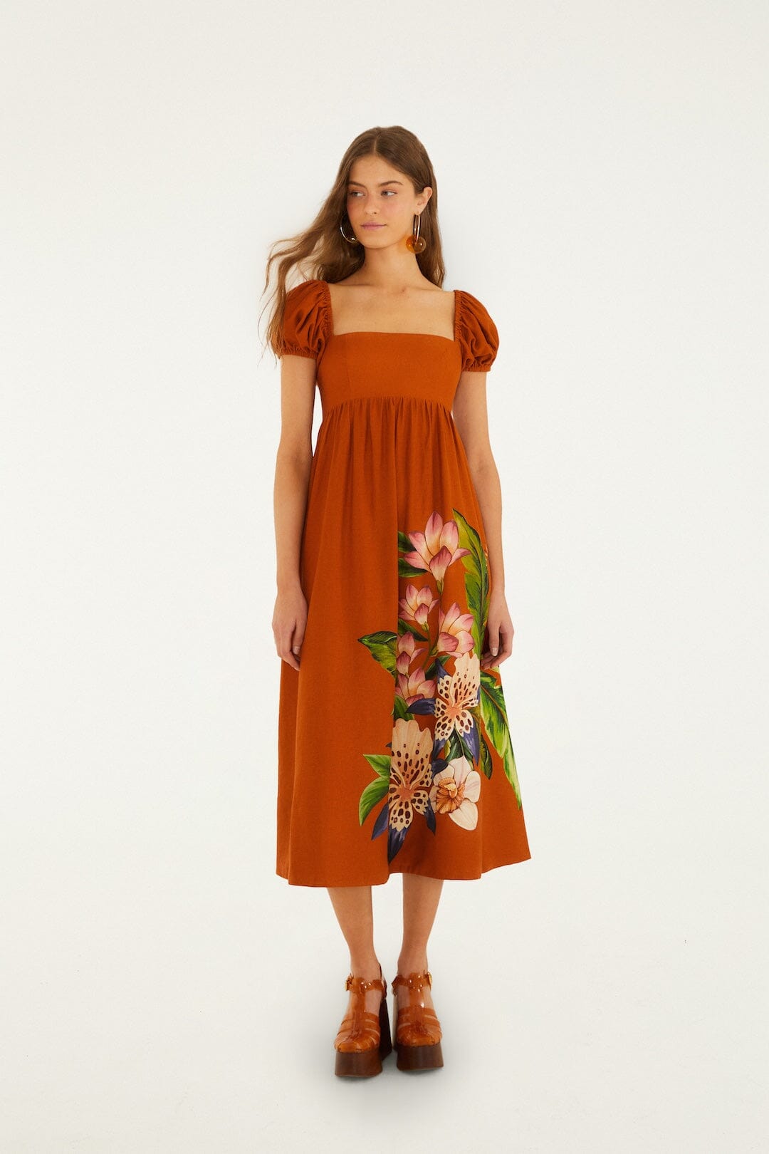Brown Hilo Arrangment Lenzing™ Ecovero™ Euroflax™ Midi Dress