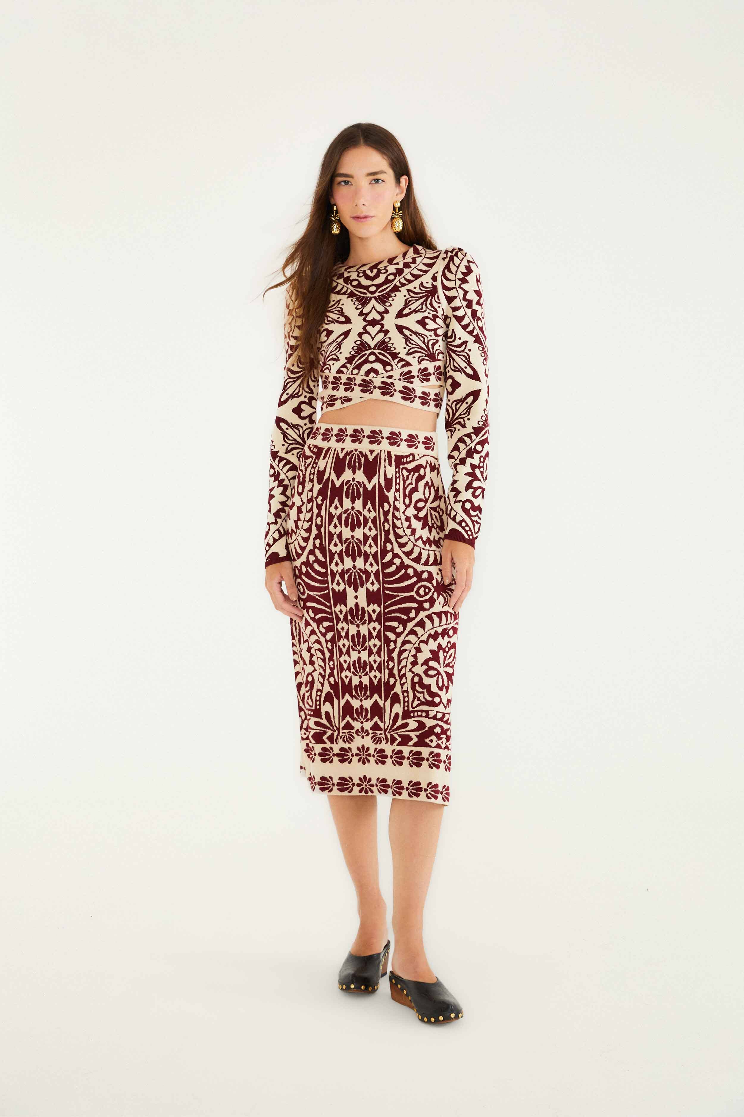 Burgundy Pineapple Love Knit Top
