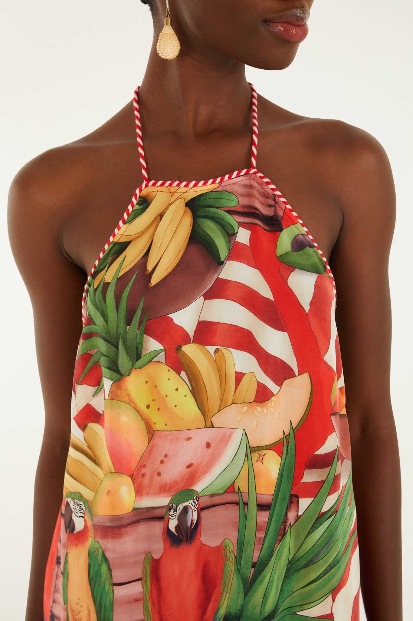 Multicolor Tropical Rope Ties Mini Dress