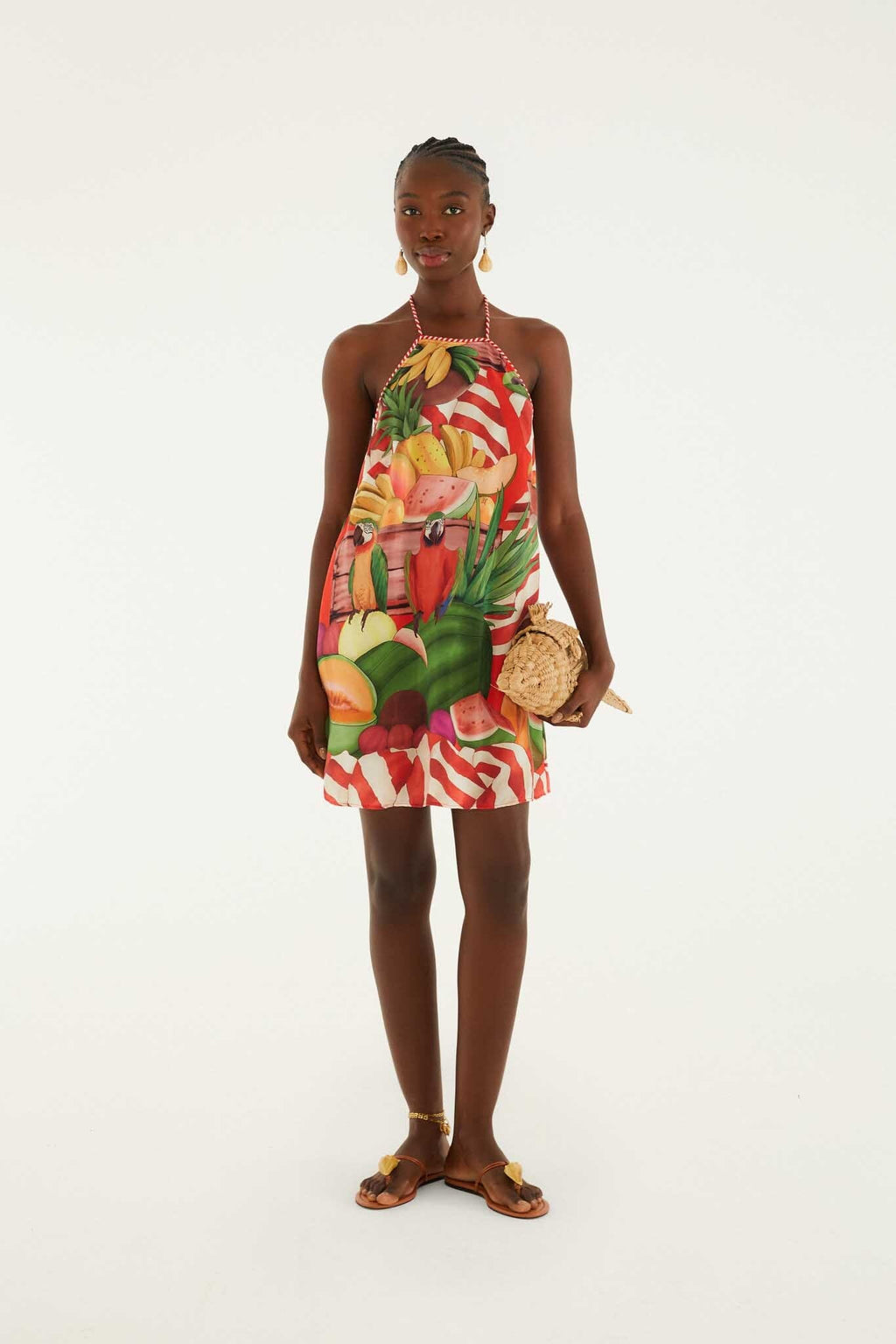 Multicolor Tropical Rope Ties Mini Dress
